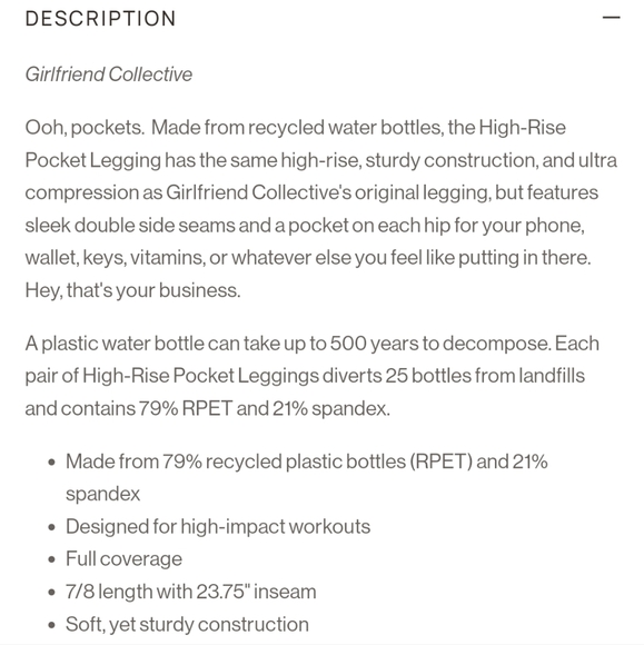 Girlfriend Collective Compressive Pocket Leggings Storm Brown Women's Small - Picture 10 of 10